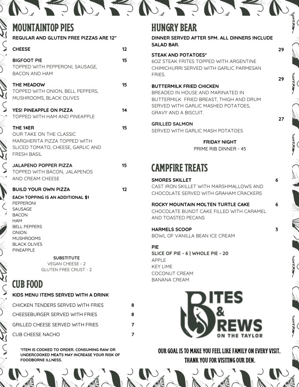 Bites & Brews Menu Page 2